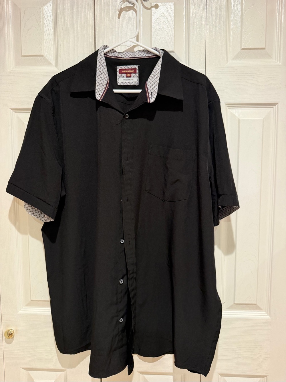 croft & barrow Black Short-Sleeve Button-Down Shirt with Contrast Trim